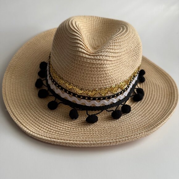 Hat for Women,  Handmade decorated in black and gold main image 7